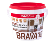 Краска Brava ВД-АК 1035у полуглянцевая для окон и дверей белая 1 л (1,1 кг)