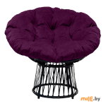 Кресло Craftmebel Папасан Премиум (чёрный, подушка фиолетовая)