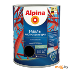 Грунт-эмаль алкидная Alpina Эмаль быстросохнущая по ржавчине шелково-матовая RAL9005 Черный 2,5 л/3,00 кг