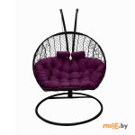 Подвесное кресло-кокон Craftmebel Двойной (чёрный, подушка фиолетовая)
