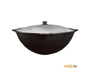 Казан чугунный с крышкой 8 л круглое дно