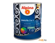 Эмаль Alpina по ржавчине 3 в 1 база 1 шелковисто-матовая 0,75 л/0,88 кг