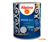 Эмаль АУ Alpina по ржавчине 3 в 1 шелковисто-матовая RAL7040 серый 0,75 л/0,87 кг
