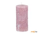 Свеча-столбик Bronco Снежинки (315-183) 10 см розовая