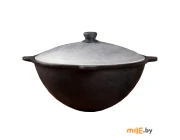 Казан чугунный с крышкой 6 л круглое дно