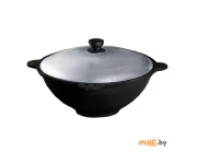 Казан чугунный с крышкой 4,5 л плоское дно