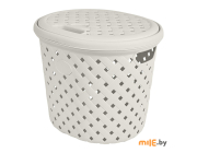 Корзина для белья Plast Team Rattan 14 л молочный туман