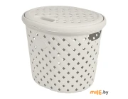 Корзина для белья Plast Team Rattan 14 л молочный туман