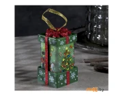 Фигура световая Luazon Lighting Подарок зелёный (7599705) 63х63х115 мм