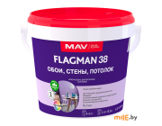 Краска Flagman 38 обои стены потолок ВД-АК-2038 белая матовая 1л (1,4 кг)