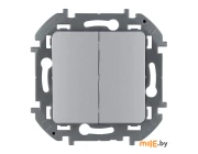 Выключатель двухклавишный Legrand Inspiria 673622 (алюминий)
