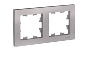 Рамка для розетки или выключателя Schneider Electric AtlasDesign ATN000302 на 2 поста (алюминий)