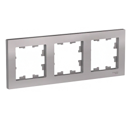 Рамка для розетки или выключателя Schneider Electric AtlasDesign ATN000303 на 3 поста (алюминий)