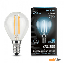 Лампа светодиодная Gauss LED Filament Globe 105801205 5W E14 4100K 1/10/50