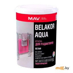 Краска для радиаторов MAV Belakor Aqua белая полуглянцевая 1 л