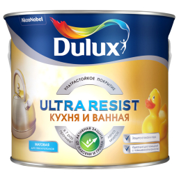 Краска Dulux Ultra Resist Кухня и ванная BW матовая 2,5 л