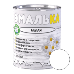 Эмаль ПФ-115 С Эмалька для наружных и внутренних работ белая 0,9 л (0,85 кг)