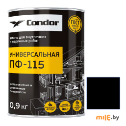 Эмаль Condor ПФ-115 черная 0,9 кг