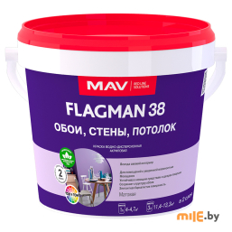 Краска Flagman 38 обои стены потолок ВД-АК-2038 белая матовая 1 л