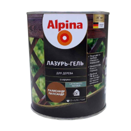 Лазурь-гель для дерева Alpina шелковисто-матовая цветная палисандр 0,75 л / 0,66 кг