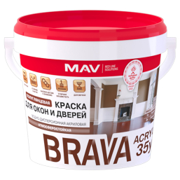 Краска Brava ВД-АК 1035у полуглянцевая для окон и дверей белая 1 л (1,1 кг)