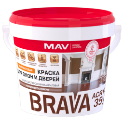 Краска Brava ВД-АК 1035у полуматовая для окон и дверей 1 л (1,1 кг)