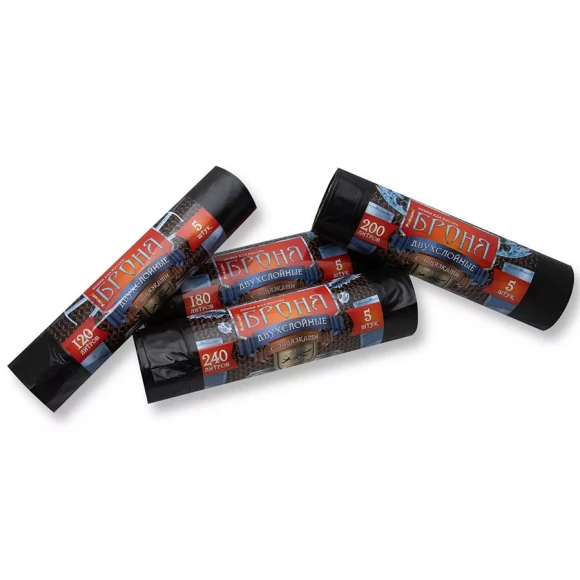 Мешки для мусора Броня ЗВБ-200/10/9Ч 240 л (5 шт.)
