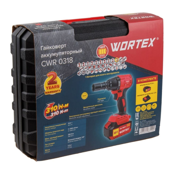 Аккумуляторный ударный гайковерт Wortex CWR 0318 (0329229)