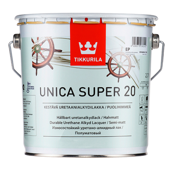 Лак Tikkurila Unica Super 20 полуматовый 2,7 л (прозрачный)