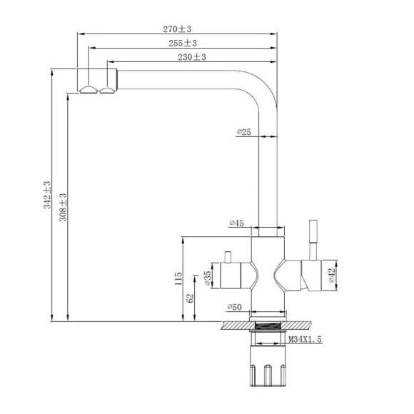 Смеситель для кухни Esko Black K24 B