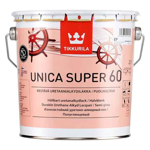 Лак Tikkurila Unica Super 60 полуглянцевый 2,7 л (прозрачный)