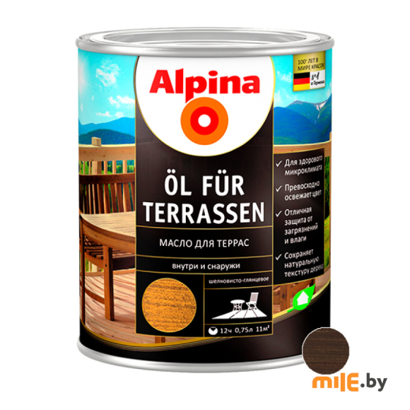 Масло для террас Alpina (Oel fuer Terrassen) Темный 750 мл / 0,75 кг