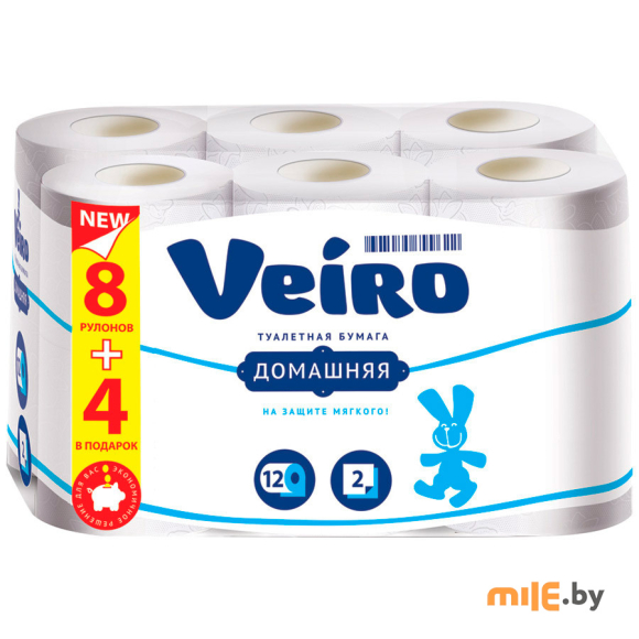 Туалетная бумага Veiro "Домашняя" двухслойная 12 рулонов