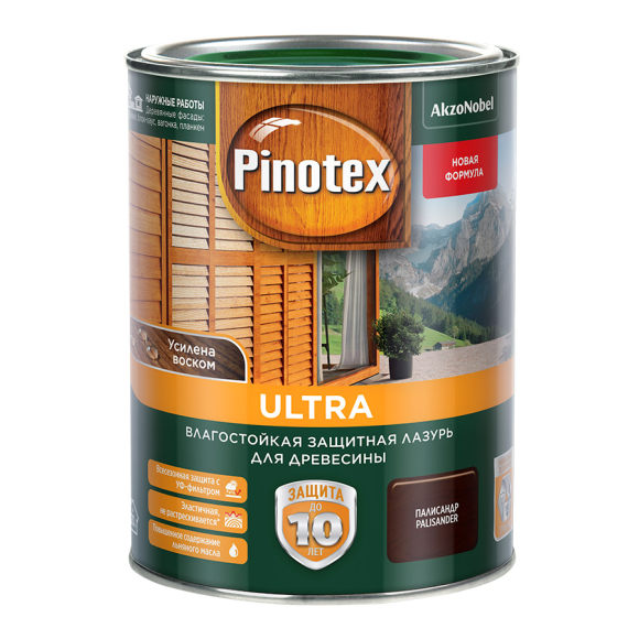 Пропитка для дерева Pinotex Ultra полуглянцевая 1 л (палисандр)