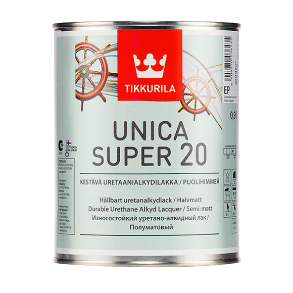 Лак Tikkurila Unica Super 20 полуматовый 0,9 л (прозрачный)