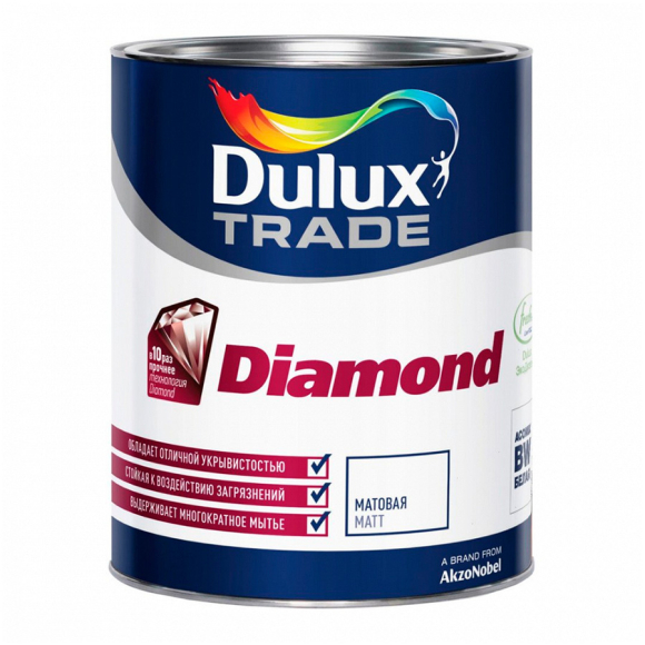 Краска под колеровку Dulux Trade Diamond Matt износостойкая База под колеровку BM 2,4 л