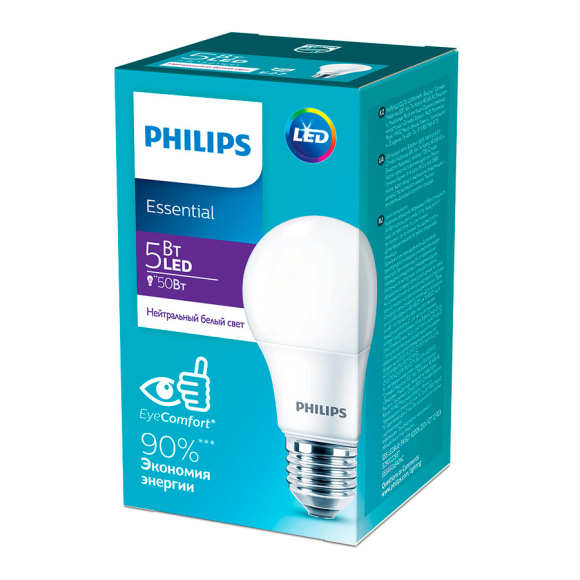 Лампа светодиодная Philips ESS LEDBulb 5W E27 4000K 230V 1CT