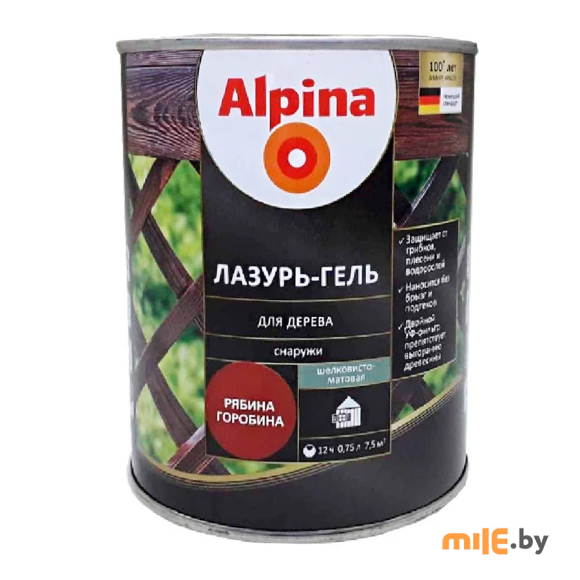 Лазурь-гель для дерева Alpina шелковисто-матовая цветная рябина 2,5 л / 2,20 кг