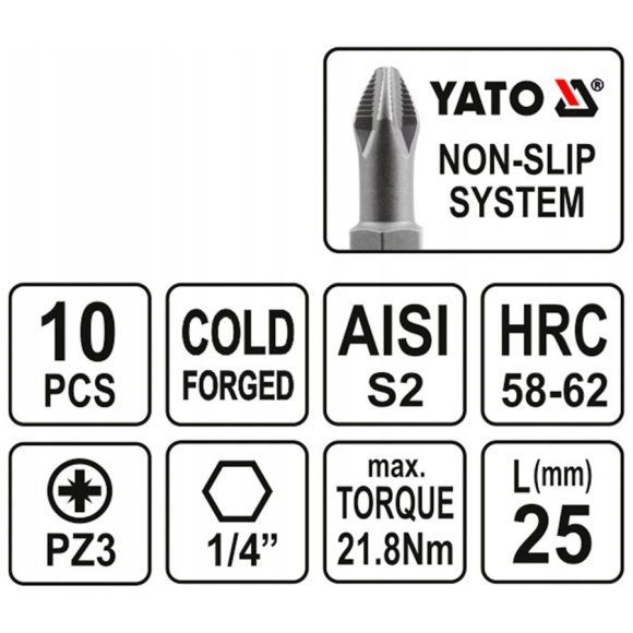 Набор бит Yato YT-0472 (25 10 шт.)