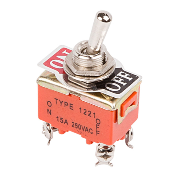 Тумблер REXANT 250V 15А (4c) ON-OFF двухполюсный (KN-201) 06-0326-B
