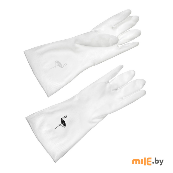 Перчатки хозяйственные You'll love белые с фламинго S (74978)