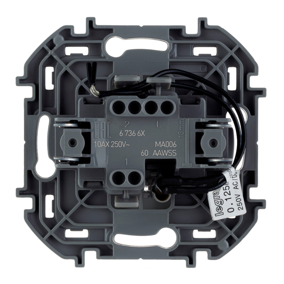 Переключатель на 2 направления с подсветкой Legrand Inspiria 673662 (алюминий)