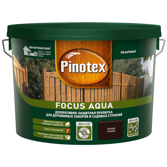 Пропитка для дерева Pinotex Focus Aqua 9 л (палисандр)