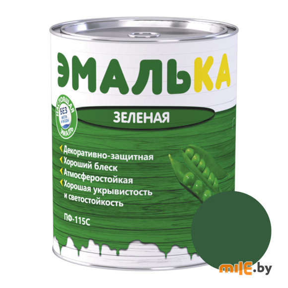 Эмаль ПФ-115 С Эмалька для наружных и внутренних работ зеленая 0,9 л (0,8 кг)