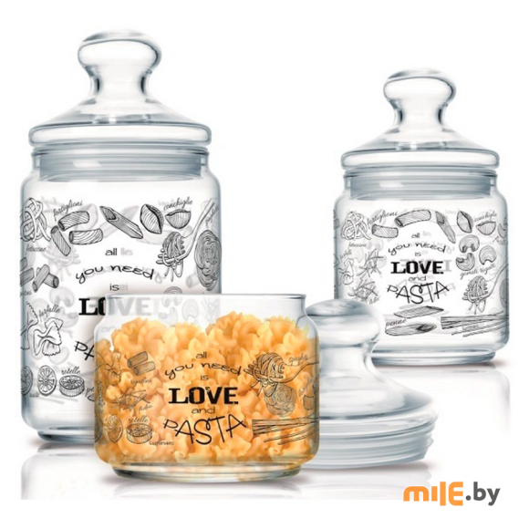 Набор банок для сыпучих продуктов Luminarc Love pasta (3 шт.)