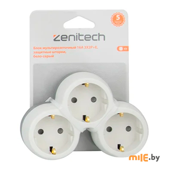 Блок мультирозеточный Zenitech 16A 3X2P+E (191902)