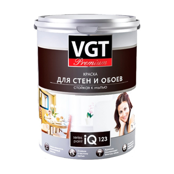 Краска водно-дисперсионная VGT Premium IQ123 матовая 2 л (белый)