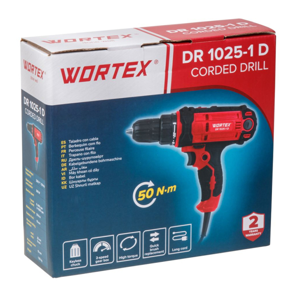 Дрель-шуруповерт Wortex DR 1025-1 D (1318793)