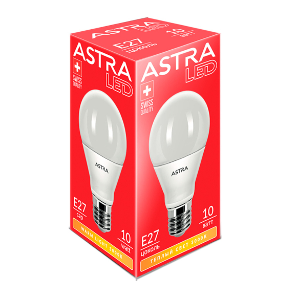 Лампа светодиодная Astra LED A60 10W E27 3000K