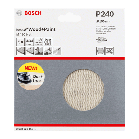 Шлифлист на сетчатой основе Bosch P240 (2.608.621.168) 150 мм
